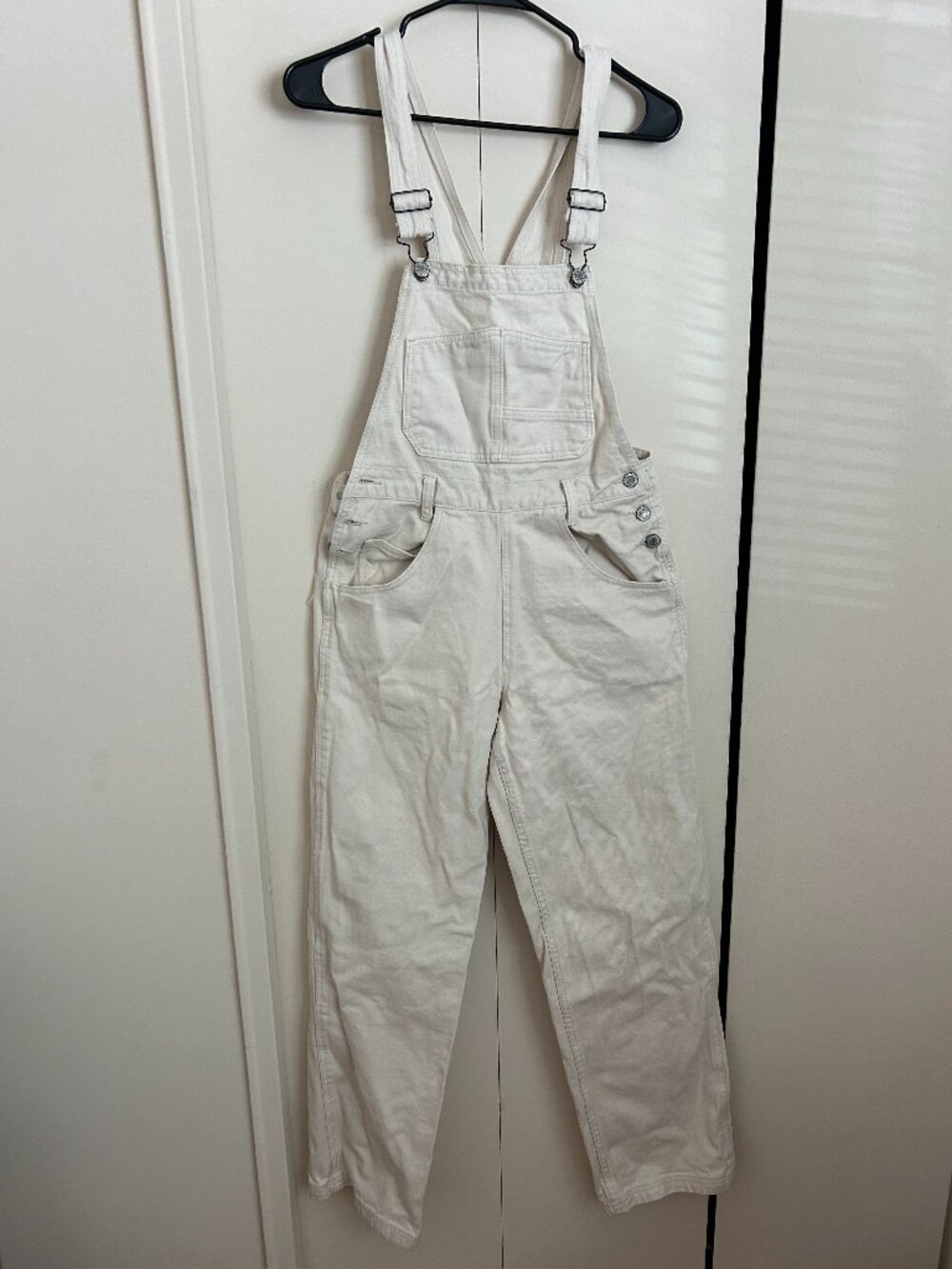 J Galt -- cotton cream cargo/ utility overalls